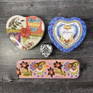 Lot of 4 Brighton Heart Shaped Empty Tins